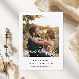 Cartão Postal Casamento de Foto do Quadro Branco Moderno Salve a