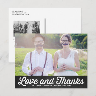 Cartão Postal Casamento de Foto do Quadro Retro Faux Obrigado
