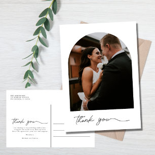 Cartão Postal Casamento de Foto em Arch Moderno Obrigado