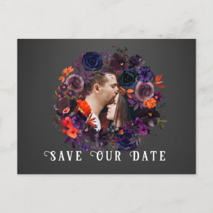 Cartão Postal Casamento de Foto Floral Moderno Gótico Salve a Da
