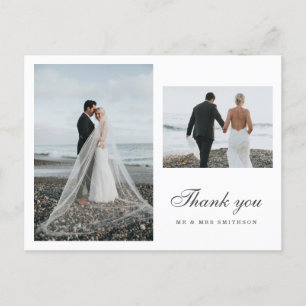 Cartão Postal Casamento de Foto Mínimo Obrigado