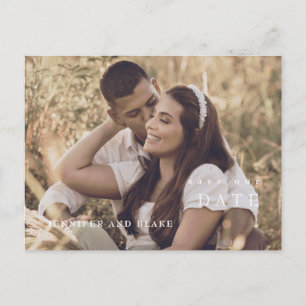 Cartão Postal Casamento de Foto Moderno Minimalista Salve a Data