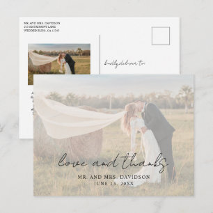 Cartão Postal Casamento de Fotografia com Tipografia em Script R