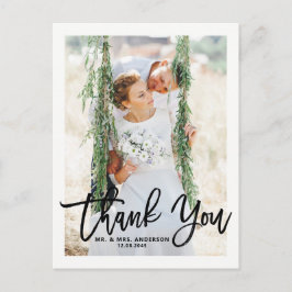 Cartão Postal Casamento De Fotografia Da Mão Russa Obrigado