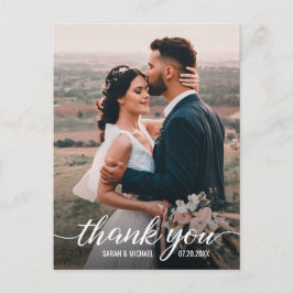 Cartão Postal Casamento de Fotografias com Script Elegante Simpl