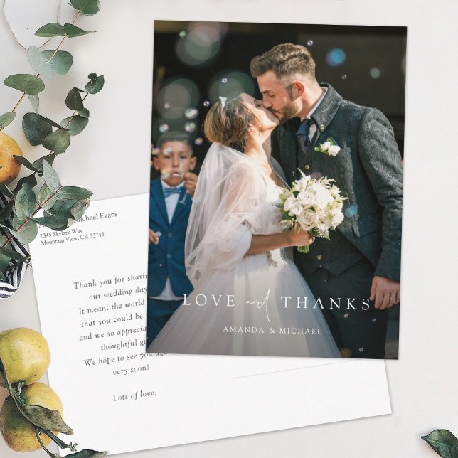 Cartão Postal Casamento de Fotografias Personalizado Obrigado (Criador carregado)