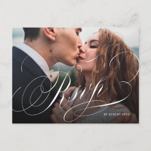 Cartão Postal Casamento de fotos clássicas de caligrafia Elegant