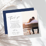 Cartão Postal Casamento de Fotos com Script Azul Simples Marinho<br><div class="desc">Casamento De Fotos Simples De Marinho Azul - Cartões - Elegância Moderna com Tipografia Personalizada. Capture a essência de sua história de amor com nosso elegante casamento... cartas de agradecimento com um design minimalista com um marinho magenta e empoeirado azul. Adicione um toque pessoal à sua celebração incorporando sua foto...</div>