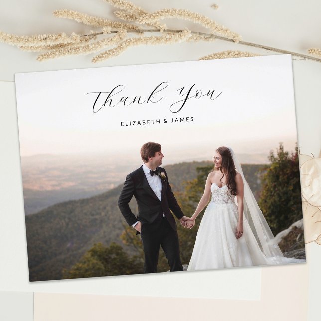 Cartão Postal Casamento de Fotos com Script de Na moda Elegante  (Criador carregado)