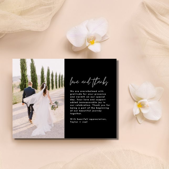 Cartão Postal Casamento de Fotos de Obrigados e Amor Obrigado (Love and Thanks Photo Wedding Thank You Postcard)