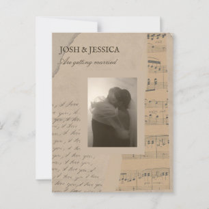 Cartão Postal Casamento de fotos estéticas em papel de vintage