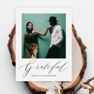 Cartão Postal Casamento De Fotos Grata E Elegante Obrigado