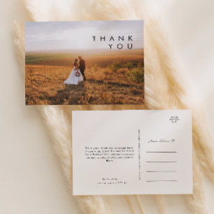 Cartão Postal Casamento de Fotos Moderno Minimalista Obrigado Ca