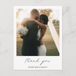 Cartão Postal Casamento de Fotos Simples e Mínimo Chic Obrigado