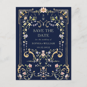 Cartão Postal Casamento de Frame Floral, Ornamentado Vitoriano G