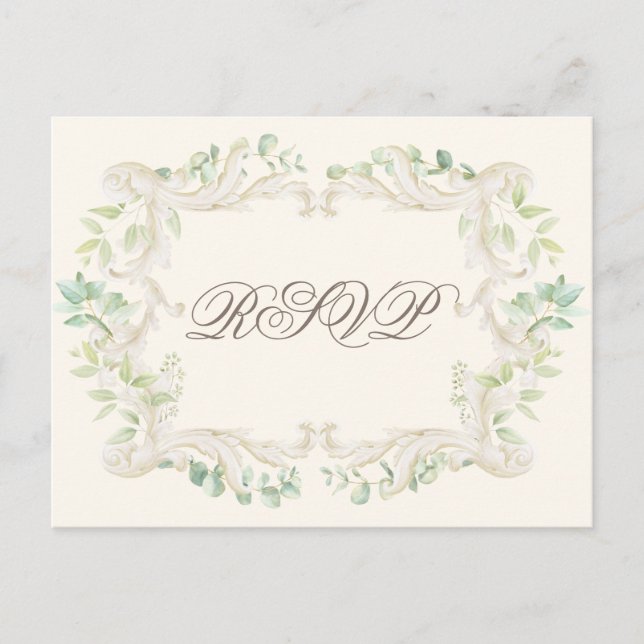 Cartão Postal Casamento de Frame Russo Elegante Eucalyptus Vinta (Frente)