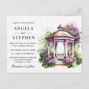 Cartão Postal Casamento de Gazebo de Jardim de Primavera em Aqua