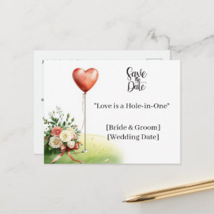 Cartão Postal Casamento de Golfe Salve a Data Curso de Golfe Ele