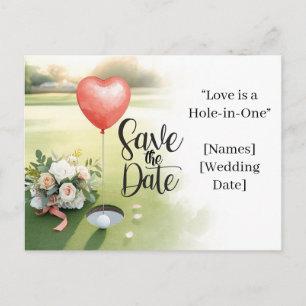 Cartão Postal Casamento de Golfe Salve a Data Curso de Golfe Ele