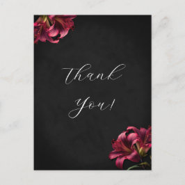 Cartão Postal Casamento De Gótica Lily Floral Obrigado Pela Cart