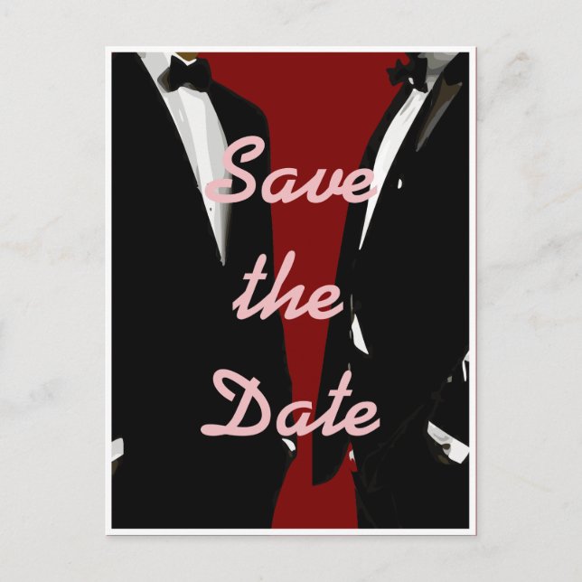 Cartão Postal Casamento de Homens Gay Modernos Elegantes (Frente)