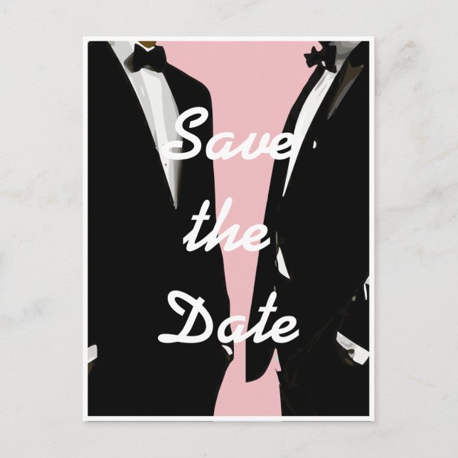 Cartão Postal Casamento de Homens Gay Modernos Elegantes (Frente)