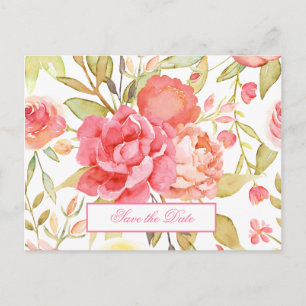 Cartão Postal Casamento De Jardim De Aquarela Salvar A Data