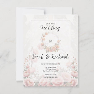 Cartão Postal Casamento de Jardim Romântico Romântico Flor Rosa 
