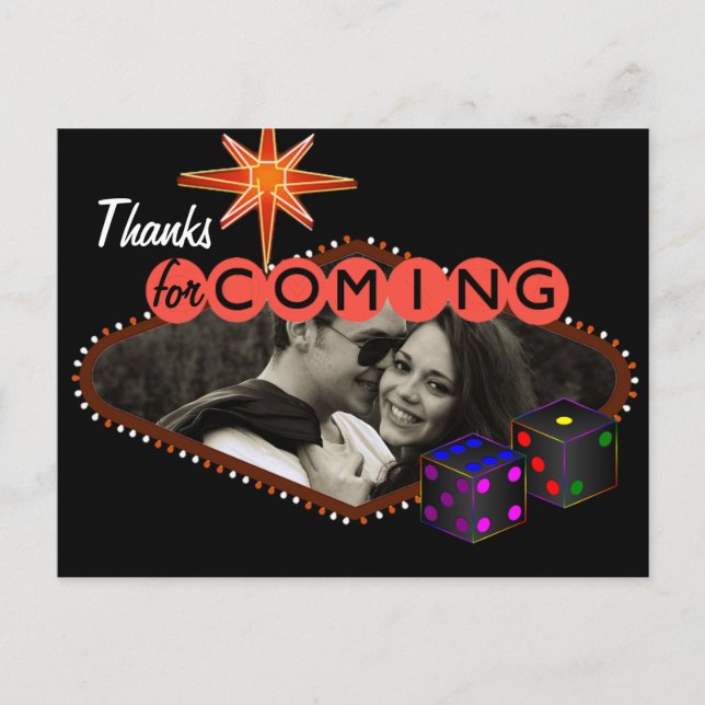 Cartão Postal Casamento de Las Vegas Obrigado (Frente)