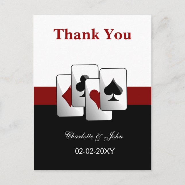 Cartão Postal Casamento de Las Vegas Obrigado cartas (Frente)