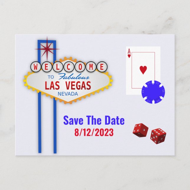 Cartão Postal Casamento de Las Vegas Salve a Data (Frente)