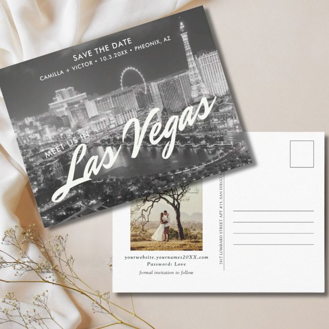 Cartão Postal Casamento de Las Vegas Salve o Cartão-Postal (Las Vegas Wedding Save the Date Postcard
)