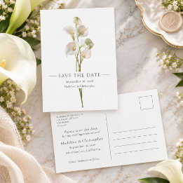 Cartão Postal Casamento de Lírio Calla Mínimo Salve a Data