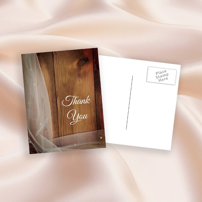 Cartão Postal Casamento De Madeira Bridal Veil Barn Obrigado (Criador carregado)