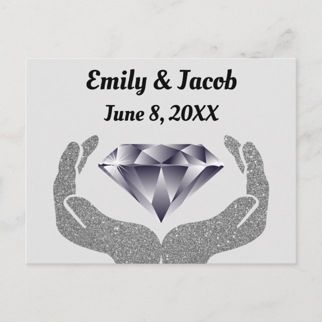 Cartão Postal Casamento de Mãos Diamante (Frente)
