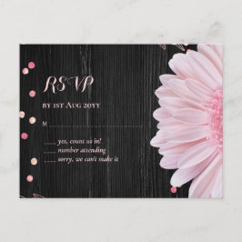 Cartão Postal Casamento de margarida rosa-rosa-preto moderno