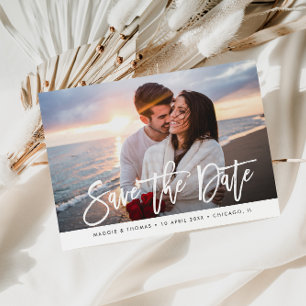 Cartão Postal Casamento de na moda de foto moderna salve a data