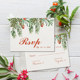 Cartão Postal Casamento de Natal das Berries Vermelhas Festivas 