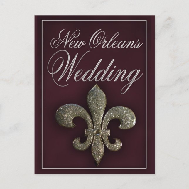 Cartão Postal Casamento de Nova Orleans fleur-de-lis (Frente)