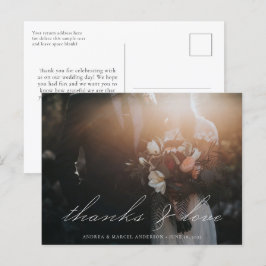 Cartão Postal Casamento de Obrigados Fotográficos de Script de C
