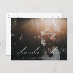 Cartão Postal Casamento de Obrigados Fotográficos de Script de C