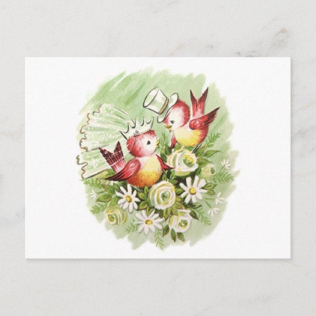 Cartão Postal Casamento de Pássaros de Amor (Frente)