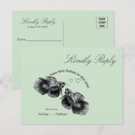 Cartão Postal Casamento de Peixes de Neurocoloração Negra Elegan