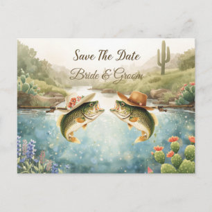 Cartão Postal Casamento de Pesca no Texas Save the Date Cowboy