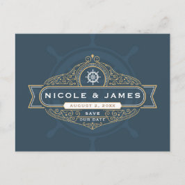 Cartão Postal Casamento de Praia à Vela Náutico Save the Date