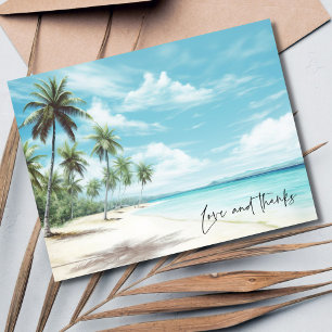 Cartão Postal Casamento de Praia de Obrigados e Amor Obrigado Ca