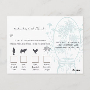 Cartão Postal Casamento de Quadro de Alcatrão Azul-Mason Jar-Pó 