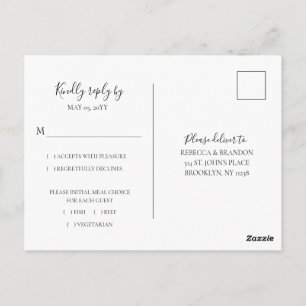Cartão Postal Casamento de RSVP de Escolha de Refeição do Eleg