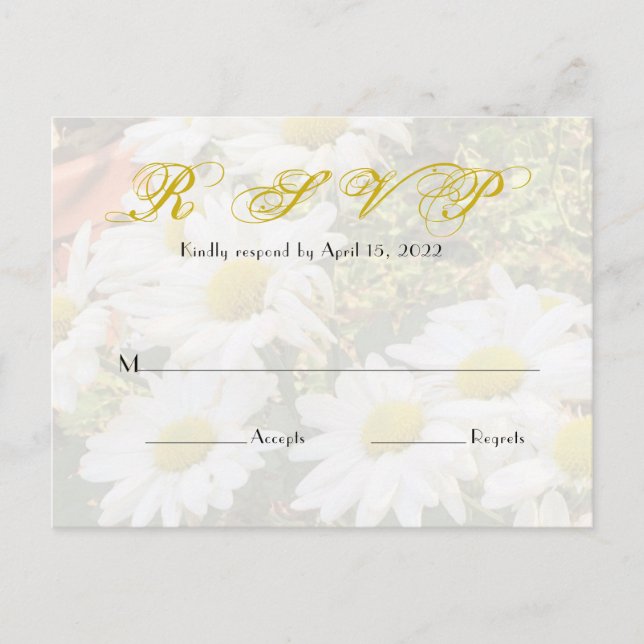 Cartão Postal Casamento de Script Amarelo Fluxo de Fundo Daisy (Frente)