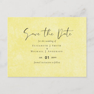 Cartão Postal Casamento de Script Amarelo - Laranja - BUDGET